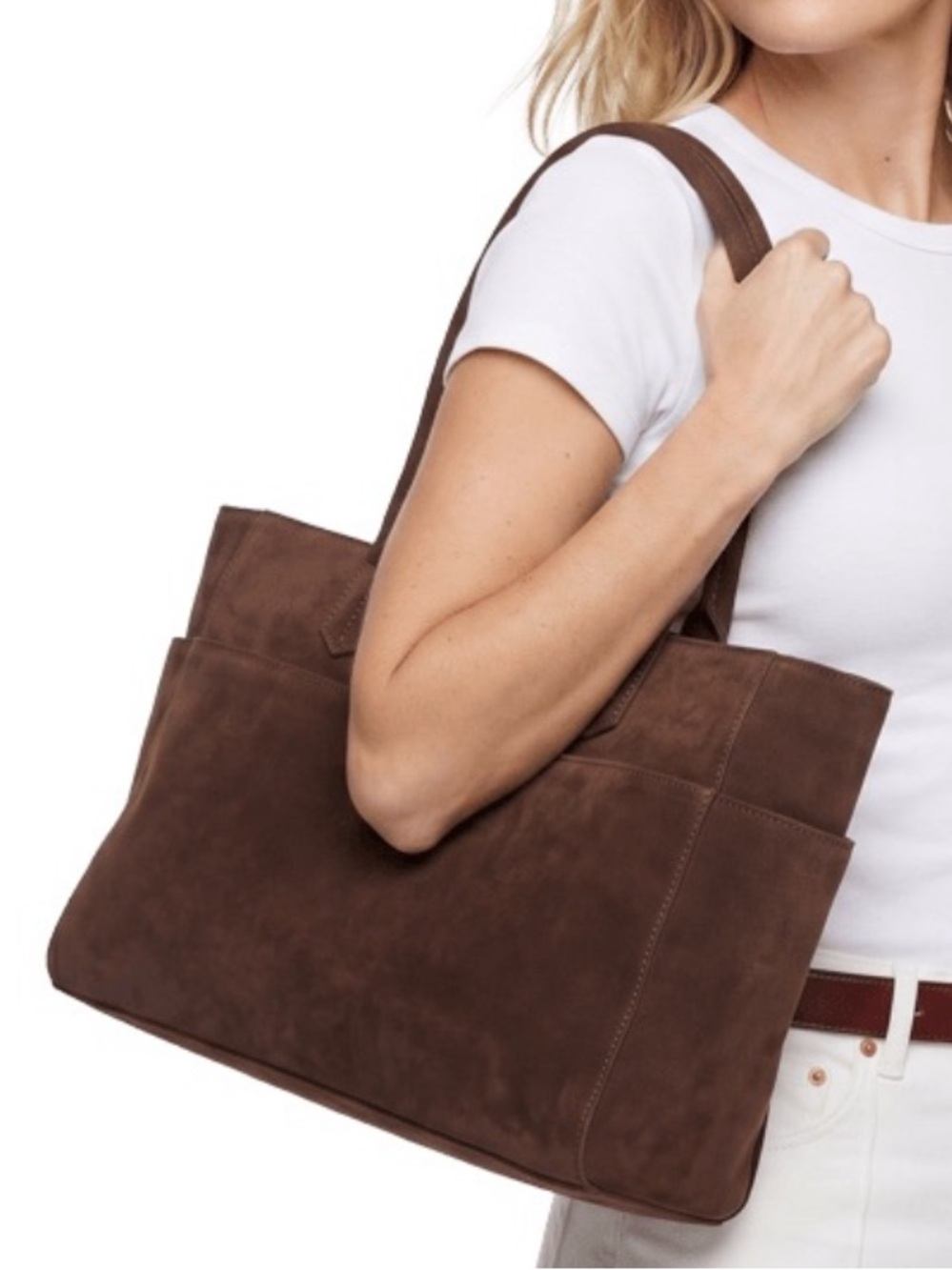 NWT Mali & Lili Faux Suede Tote in Rich Chocolate Brown
